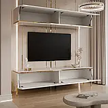 Меблева стінка на прямих ніжках Aurora Gloss (білий глянець/золотий), фото 2