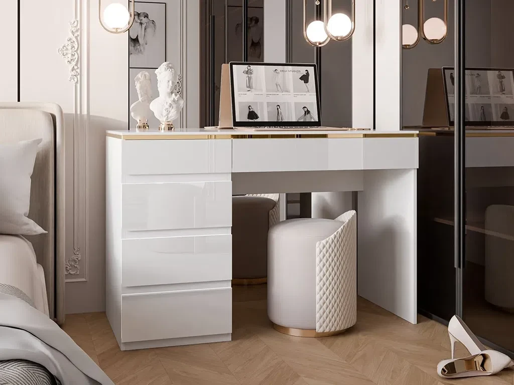 Туалетний столик Aurora Gloss (білий глянець/золотий), фото 1