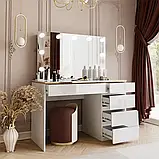 Туалетний столик з дзеркалом Aurora Gloss II Elite (білий глянець/золотий), фото 2