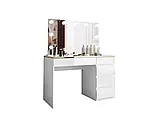 Туалетний столик з дзеркалом Aurora Gloss II Elite (білий глянець/золотий), фото 7
