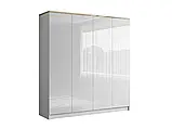 Гардеробна шафа без ручок Aurora Gloss 4D (білий глянець/золотий), фото 3