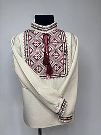 Вишиванка для хлопчиків "Спас" з бежевого льону-меланж