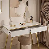 Туалетний столик на косих ніжках Aurora-S Gloss (білий глянець/золотий), фото 2