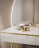 Туалетний столик на косих ніжках Aurora-SQ Gloss (білий глянець/золотий), фото 4