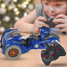 Радіокерована дитяча машинка-мотоцикл Virus Hunter з ефектом диму + піпетка для води, Синій (212)
