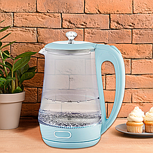 Чайник електричний прозорий Maestro MR-052-BLUE 1.7 л 2200Вт,  Блакитний (235)