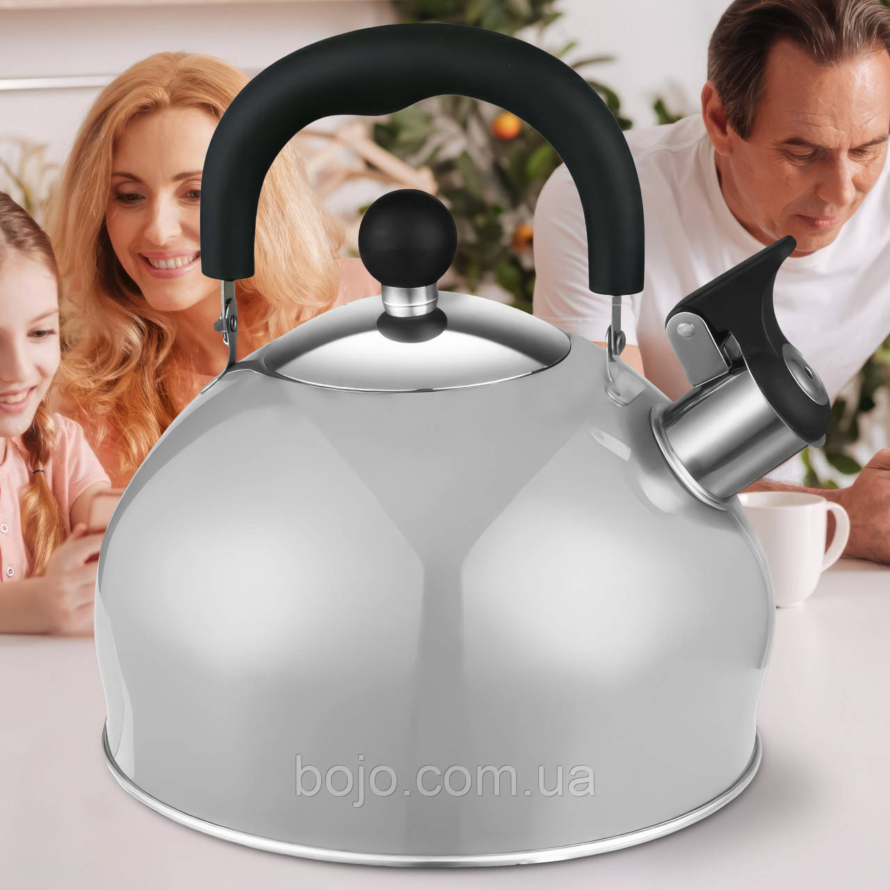 Чайник із нержавіючої сталі зі свистком BN-727 1,5л Хром (2358)