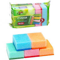 Від 10 шт. Губка для миття посуду L "Ecoplus " MIDI 5 штук, 7,5*5*3 см  купити дешево оптом в інтернет-магазині