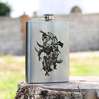 Фляга 200 мл з індивідуальним гравіюванням, стильний металевий аксесуар, подарунок чоловікам, компактна, для туризму, риболовлі, а