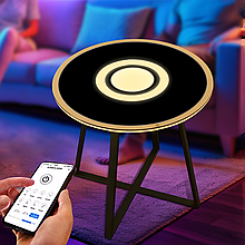Розумний столик із загартованого скла, Bluetooth,  світлодіодний світильник, з музичним програвачем (509)