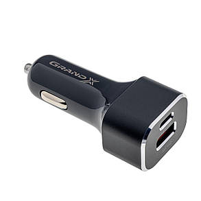 Автомобільний зарядний пристрій Grand-X CH-29 PD 3.0, Quick Charge QС3.0, 1 TypeC, 1 USB, фото 1