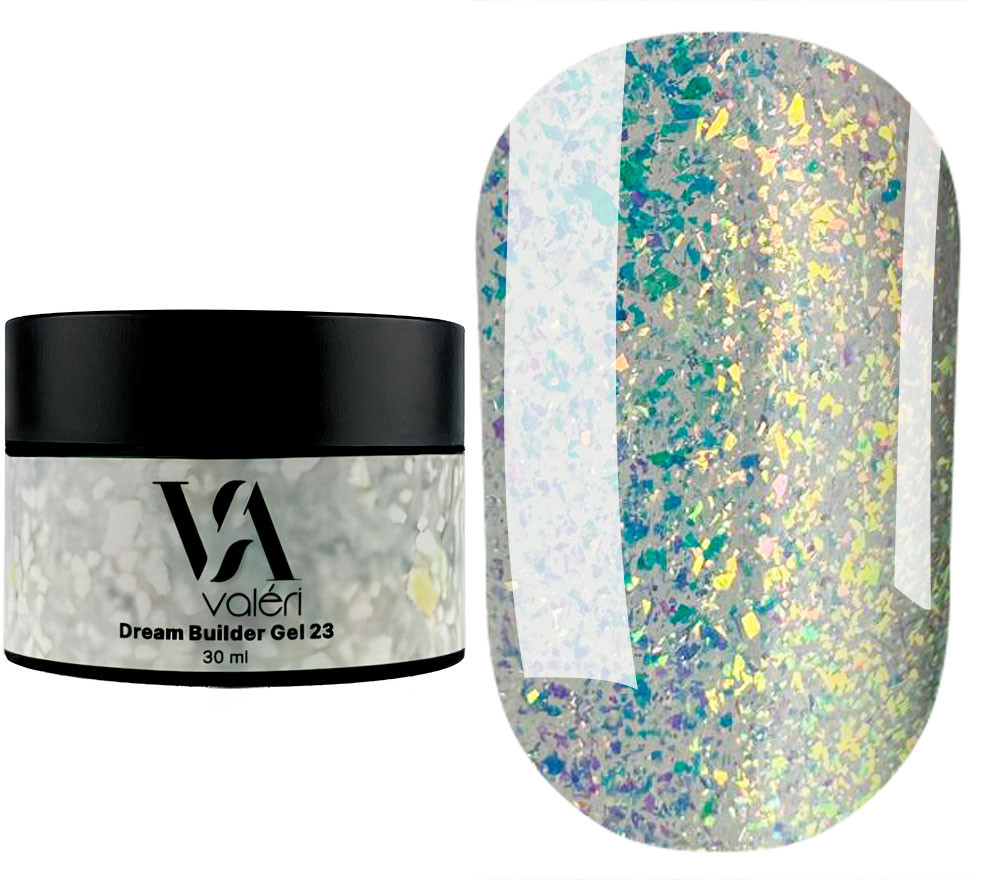 Гель для нарощування Valeri Dream Builder Gel, 30 мл №023, блакитний із золотим відблиском