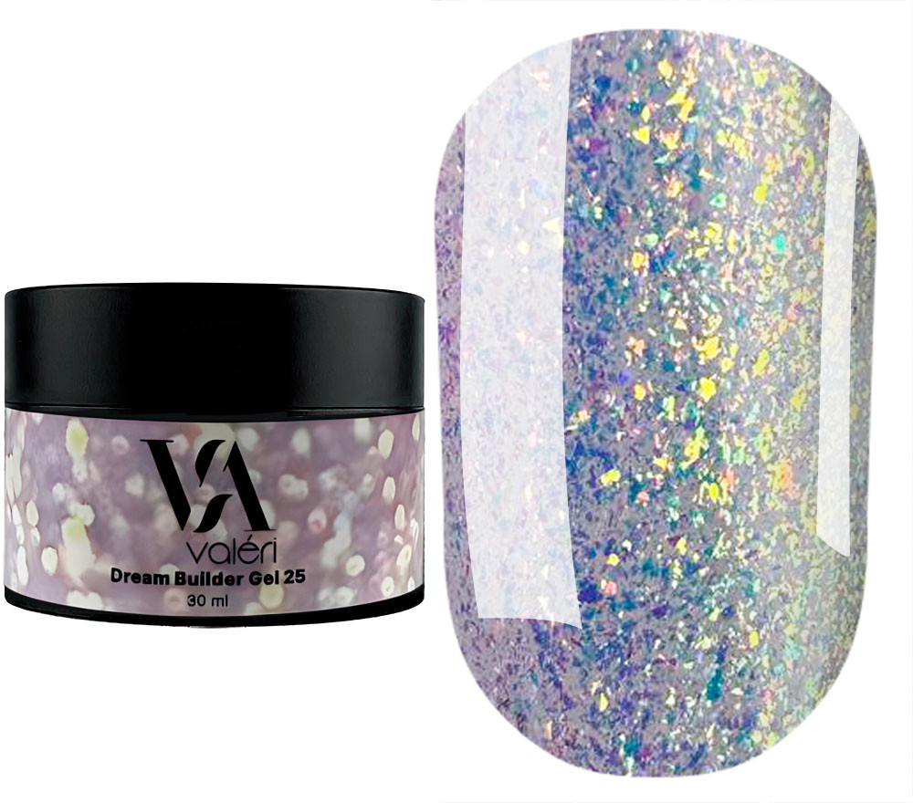 Гель для нарощування Valeri Dream Builder Gel, 30 мл №025, бузковий із золотим відблиском