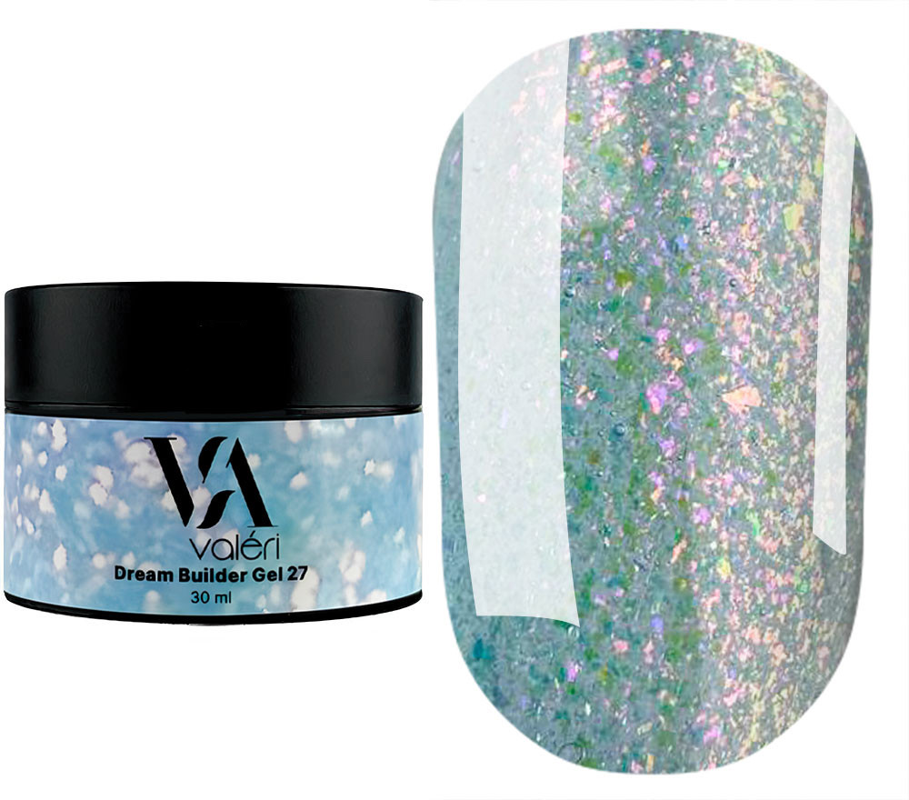 Гель для нарощування Valeri Dream Builder Gel, 30 мл №027, блакитний з рожевим відблиском