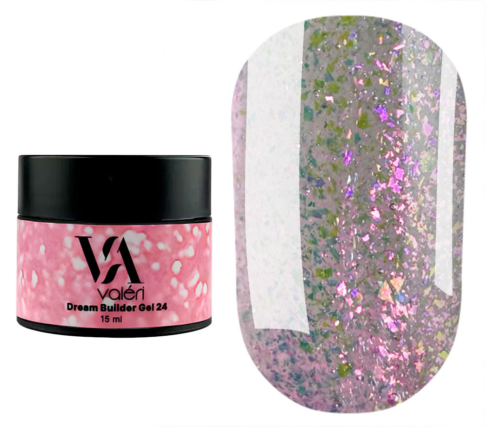 Гель для нарощування Valeri Dream Builder Gel, 15 мл №024, бузковий з рожевим відблиском