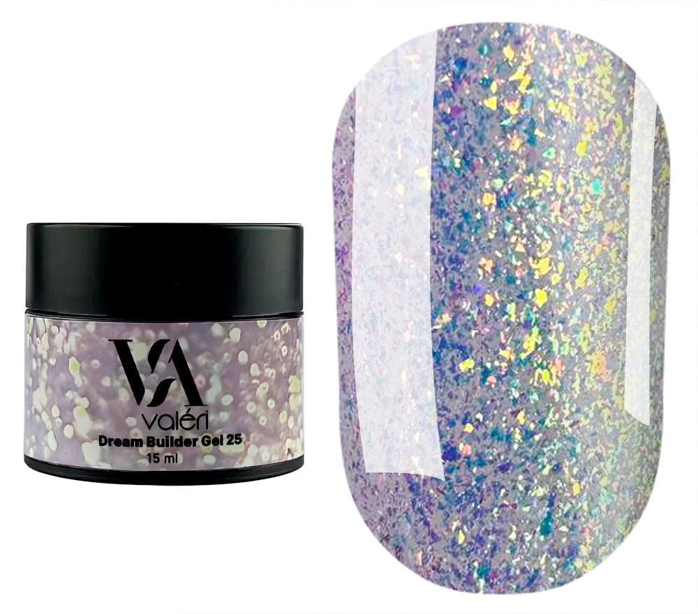 Гель для нарощування Valeri Dream Builder Gel, 15 мл №025, бузковий із золотим відблиском