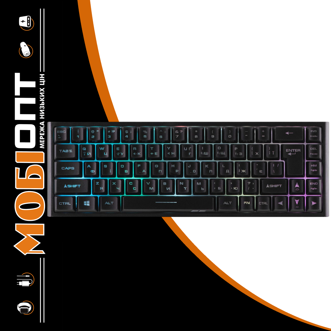 Bluetooth Клавіатура 2E KG360 LED Gaming black (2E-KG360UBK) UA, фото 1