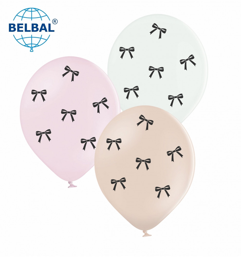 Латексні повітряні кульки В105 12" (30 см) "Чорні бантики" асорті Belbal 1 шт