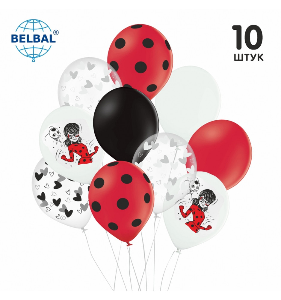 Набір кульок БЛ Belbal 12" (30 см)  "Леді Баг" асорті (10 шт)