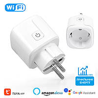 Розумна Wi-Fi розетка 20 А з лічильником електроенергії Tuya Smart 4400 Вт White