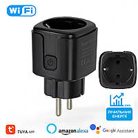 Розумна WiFi-розетка 20 А з лічильником електроенергії Tuya Smart 4400 Вт Black