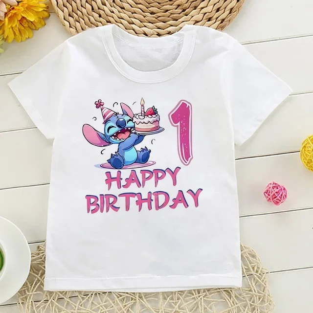 Футболка дитяча "Happy Birthday" День народження (Ліло та Стіч) 1 рік - 10 років