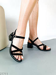 Жіночі чорні босоніжки натуральна замша Розміри 41