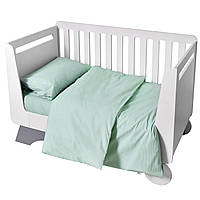 Комплект дитячої постільної білизни в ліжечко IDEIA Papaella бавовна з вишивкою м'ята