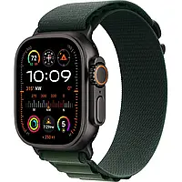 Смарт-часы Apple Watch Ultra 2 49mm с титановым корпусом Black Titanium и темно-зеленым ремешком Alpine Loop Small (MX4Q3)