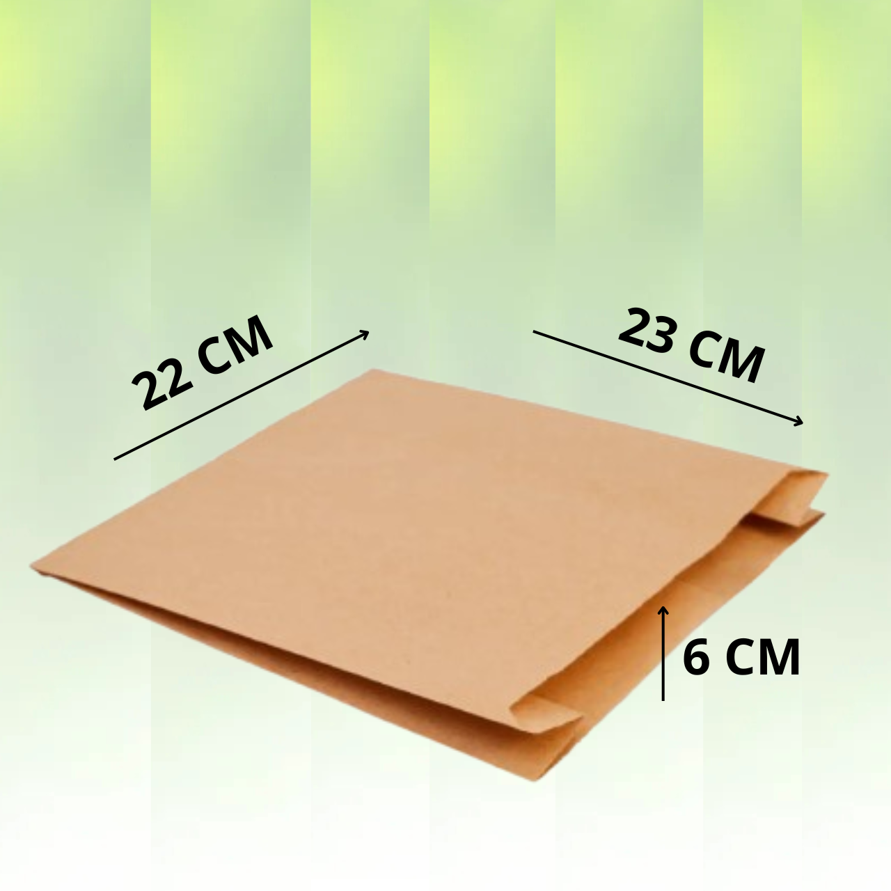 Паперовий пакет без ручок крафтовий для пакування 220х230х60 мм, фото 1