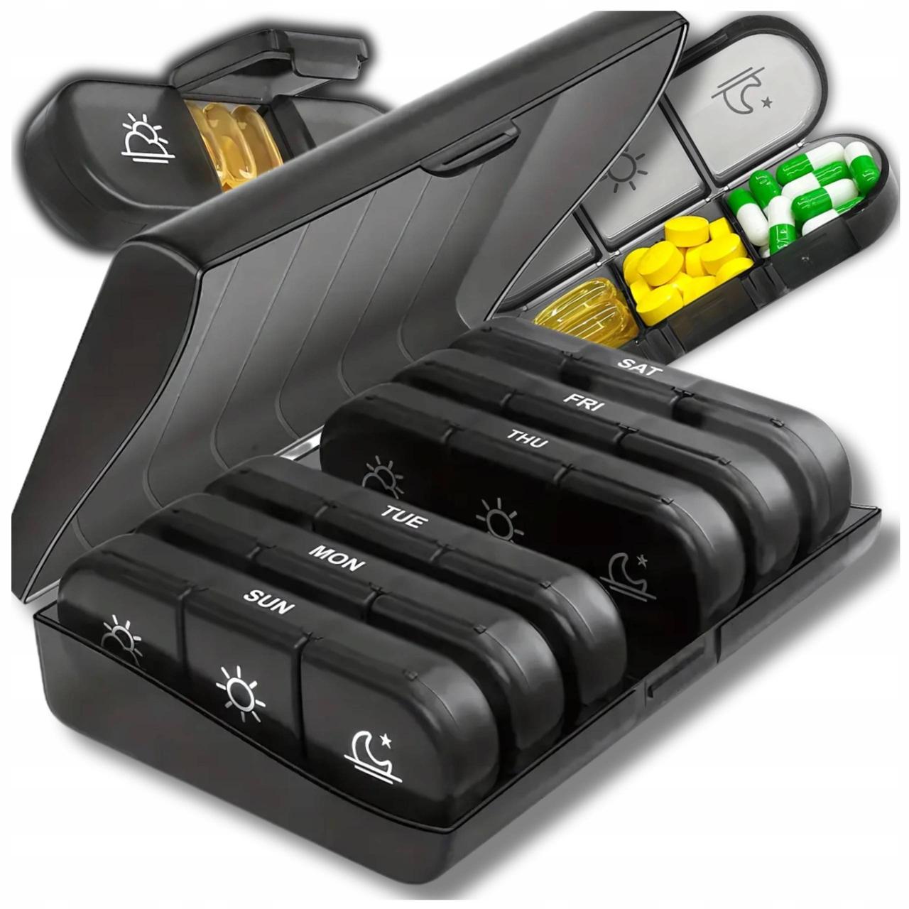Органайзер для таблеток Ruhhy 7 днів на 3 прийоми на день Чорний (24287), фото 1