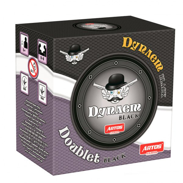Настільна гра для дітей і дорослих у металевій коробці "Дуплет Black" Double Artos Games