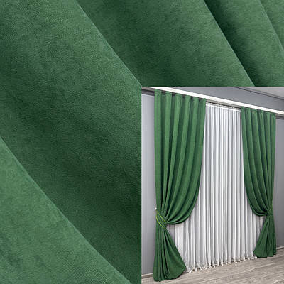 Комплект штор (2шт. 1,5х2,95м.) мікровелюр, колекція "Petek YL". Колір зелений. Код 1709ш 33-0601