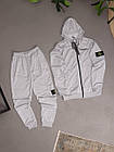 Чоловічий спортивний костюм Stone Island 4в1 Толстовка + Штани + Футболка + Кепка сірий на блискавці Стон Айленд, фото 3