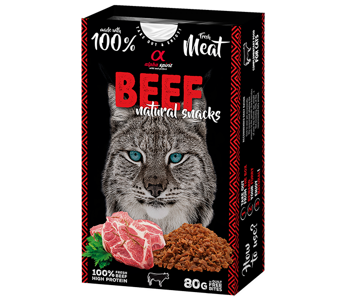 Натуральні ласощі для котів Alpha Spirit Snacks Beef напіввологі з яловичиною 80 г (ALPG110000145)