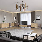 Комплект модульний для вітальні LION Грей 4 елементи з чорними металевими ніжками Дуб Аппалачі/Дерево (LION-042728)