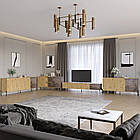 Комплект модульний для вітальні LION Грей 4 елементи з чорними металевими ніжками Дуб Артизан/Дерево (LION-042729)