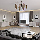 Комплект модульний для вітальні LION Грей 4 елементи з чорними металевими ніжками Кашемір/Дерево (LION-042733)