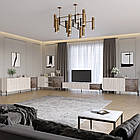 Комплект модульний для вітальні LION Грей 4 елементи з чорними металевими ніжками Самоа Димчастий/Дерево (LION-042735)