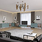 Комплект модульний для вітальні LION Грей 4 елементи з чорними металевими ніжками Граніт сірий/Дерево (LION-042739)