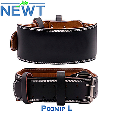 Пояс для пауерліфтингу атлетичний пояс для силових тренувань шкіряний Newt Gym Belt чорний розмір L