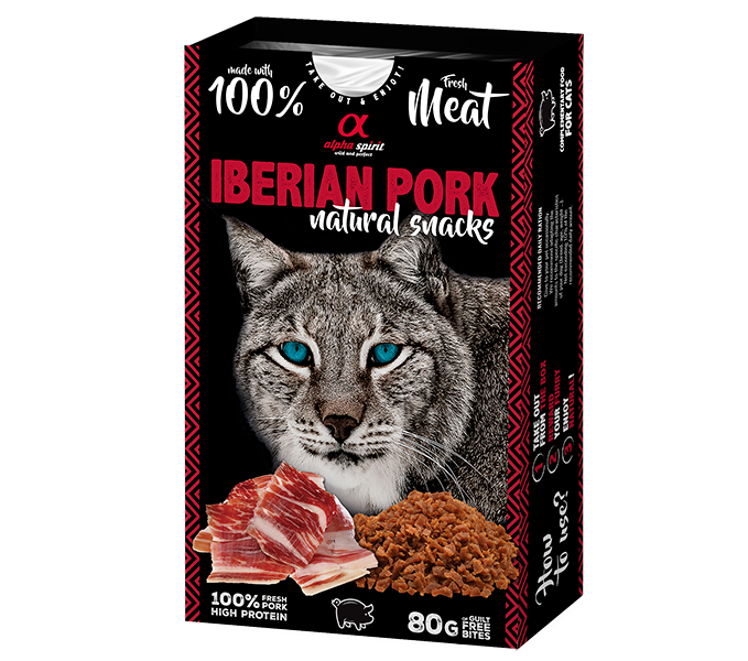 Натуральні ласощі для котів Alpha Spirit Snacks Iberian Pork напіввологі з іберійською свининою 80 г ( ALPHG110000845)