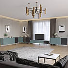 Комплект модульний для вітальні LION Грей 4 елементи з золотими металевими ніжками Граніт сірий/Асфальт (LION-042919)