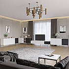 Комплект модульний для вітальні LION Грей 4 елементи з золотими металевими ніжками Німфея Альба (білий)/Асфальт (LION-042921)