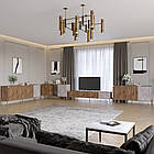 Комплект модульний для вітальні LION Грей 4 елементи з золотими металевими ніжками Дуб Ліворно/Камінь (LION-042924)