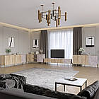 Комплект модульний для вітальні LION Грей 4 елементи з золотими металевими ніжками Дуб сонома/Камінь (LION-042925)