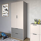 Шафа розпашна дводверна LION Краш з 2 шухлядами Кашемір/Антрацит (LION-044004)