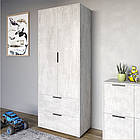 Шафа розпашна дводверна LION Краш з 2 шухлядами Бетон (LION-044008)