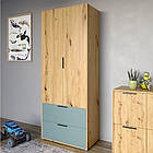 Шафа розпашна дводверна LION Краш з 2 шухлядами Дуб артизан/Граніт сірий (LION-044018)