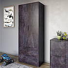 Шафа розпашна дводверна LION Краш з 2 шухлядами Бетон темний (LION-044020)